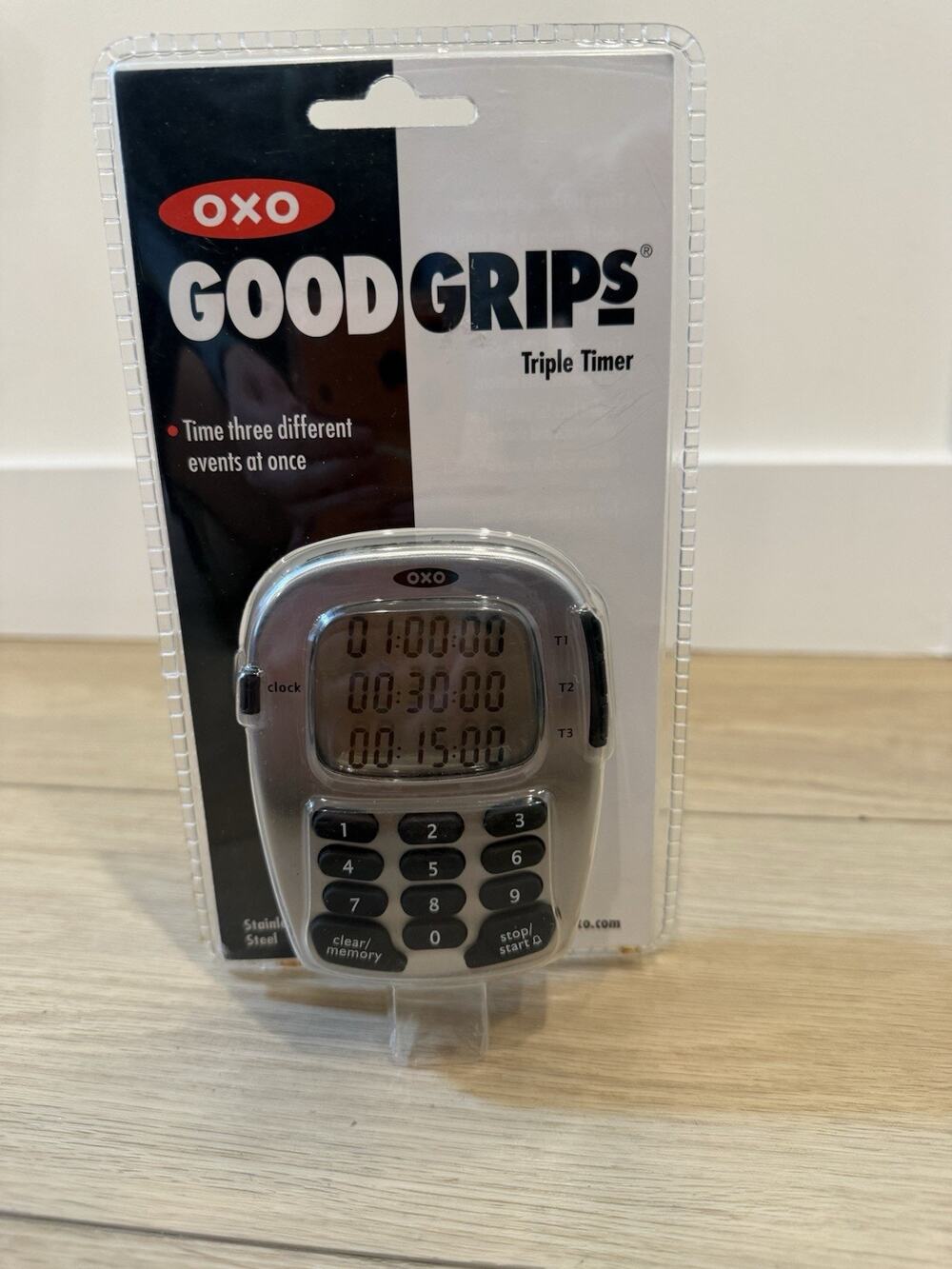 OXO Good Grips Digital Triple Timer Stainless Steel Kitchen Discontinued NEW